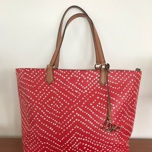 Diane von Furstenberg red leather tote bag (new)